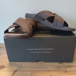 Vionic Tide Slide Chocolate Comfort Sandal Cross Slide Men's US size 14M